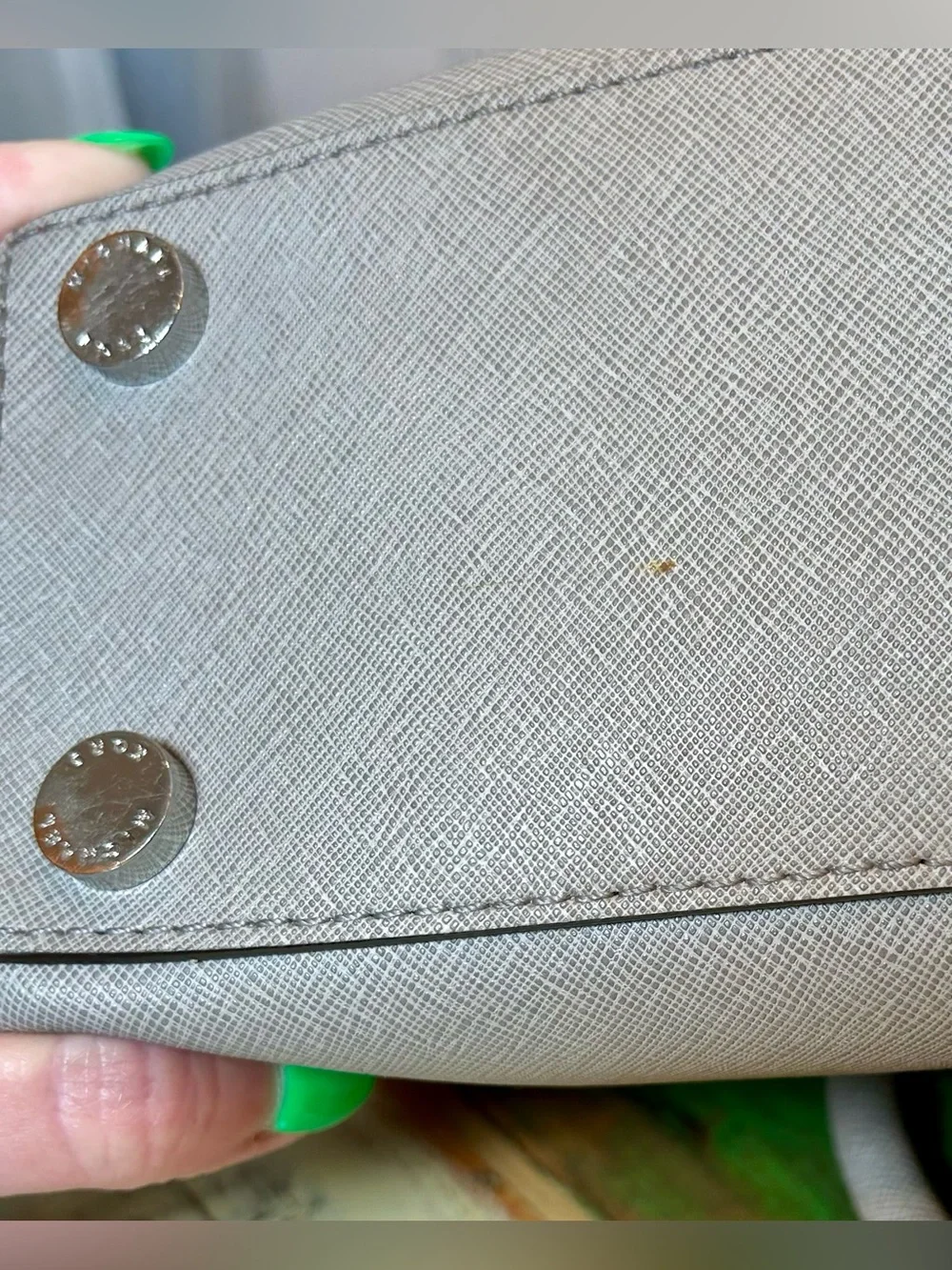 Michael Kors Small Sutton Saffiano Leather Satchel Bag Pearl Grey EUC